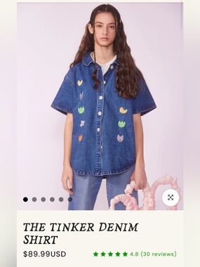 The Tinker Denim Shirt - Blue Embroidered Button-Down